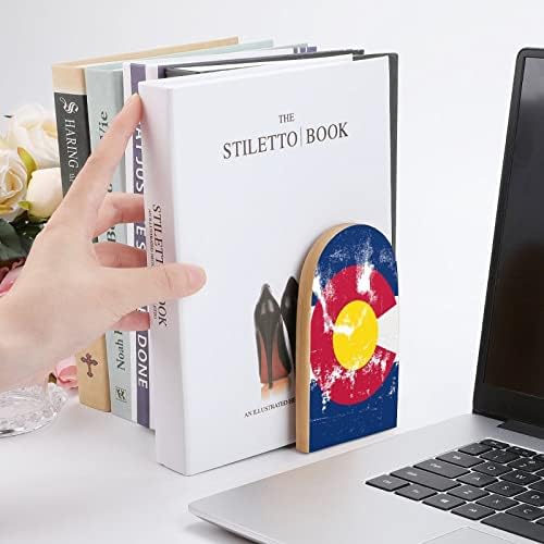 Bandeira do Estado do Colorado Livro fofo Endswooden Bookends Holder for Selves Books Divider Modern Decorative 1 par