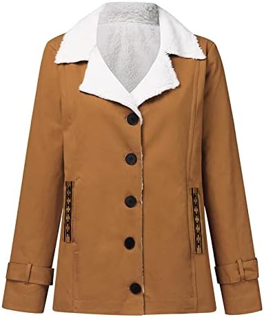 Jaqueta de inverno sgasy para mulheres, mulheres lã difusas de jaquetas ladeadas com bolsos parka casacos de inverno botão de lapela para baixo