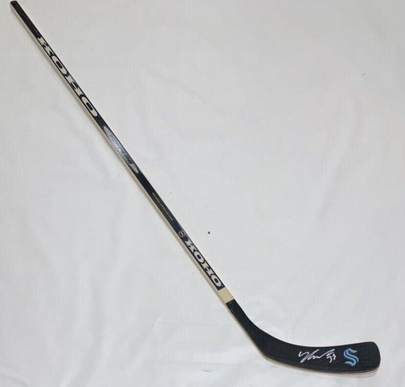 Yanni Gourde assinou Hockey Stick Seattle Kraken autografou 1 JSA COA - Sticks NHL autografados