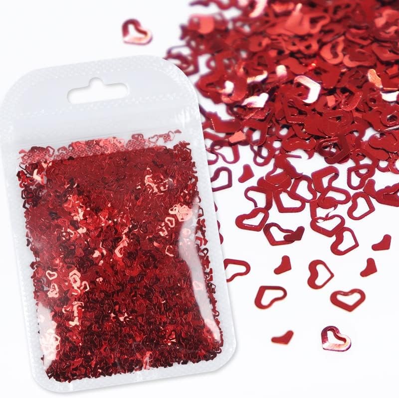 4bag/set Red Love Heart Unhas Glitter Liginas Valentines Manicure Floces Design para Decorations Acessórios Kits de suprimentos