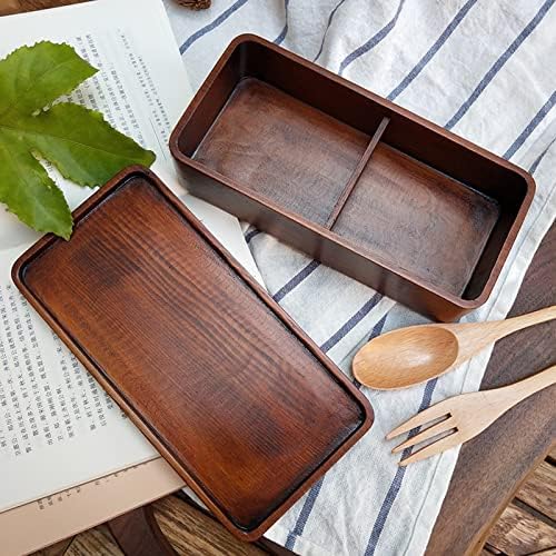 Caixa de bento japonês zerodis, caixa de recipiente de almoço de madeira vintage Vintage Natural Wooden Lunch Recectadores