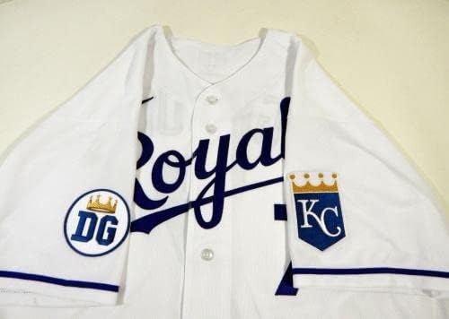 2020 Kansas City Royals Pedro Grifol 7 Jogo emitido White Jersey DG Patch 48 63 - Jogo usou camisas MLB