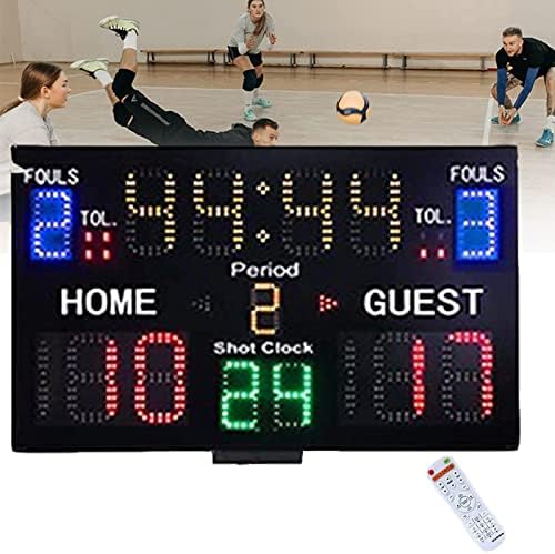 Vadsbo Multisport 15 Digit Electronic Scoreboard, placar LED interno, placar de treinamento de basquete portátil LED, para luta de vôlei de basquete de futebol e muito mais