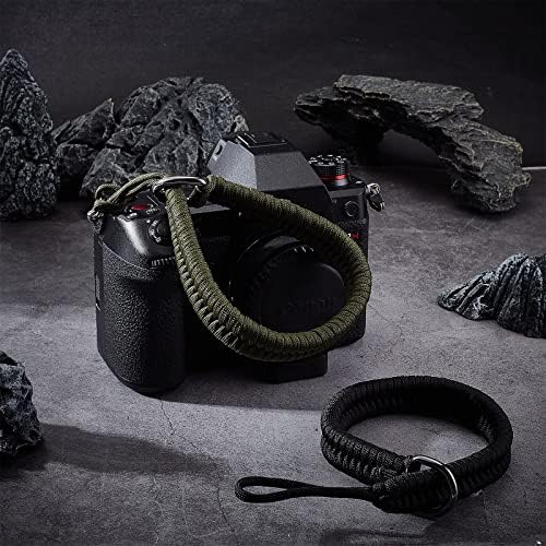 Olycraft 2pcs Black Camera Wrist tiras 15 Câmera de nylon tira com 201 aço inoxidável e anéis divididos de ferro destacável