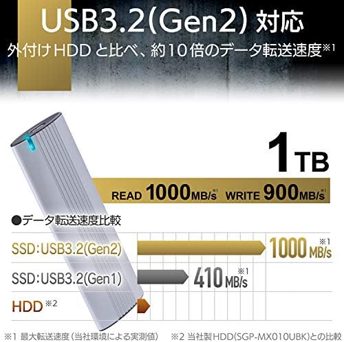 エレコム Elecom ESD-EH1000GSV SSD externo, portátil, USB 3.2, tipo C 1 TB, PS5/PS4, prata