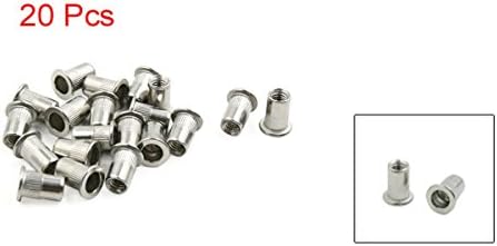 20pcs M6 Thread Aluminium Aluman Cabeça plana Cabeça inserção de porca para carro