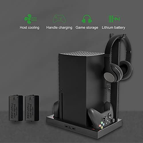 Interesy 5 IN1 Fã de resfriamento para X-Box Series X, porta-fone de fone de ouvido vertical Stand Ponere Gamepad