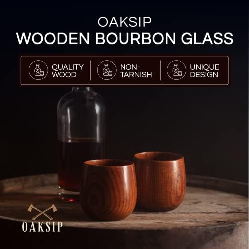 Oaksip The original Bourbon Bebon Bourbon Gifts para homens | Glass de madeira antiga de madeira acabada | Ótimos presentes de uísque para homens, pai ou irmão