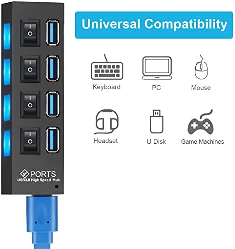 Chysp USB 3.0 Hub USB Hub 3.0 Multi USB Splitter 3 HAB Uso Adaptador de potência 4 Porta Expander Usb3 Hub com Switch para