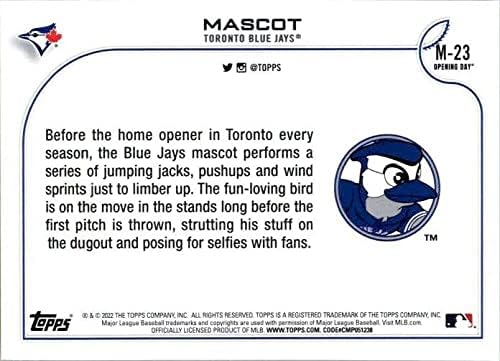 2022 MASCOT do dia de abertura do Topps M-23 Mascot Toronto Blue Jays MLB Baseball Card NM-MT