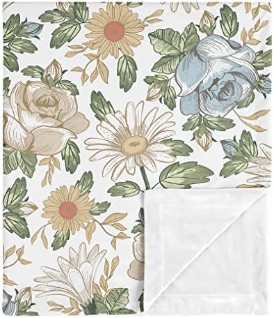 Doce JoJo Designa Vintage Blanta de garota amarela azul floral Azul recebendo o swaddle de segurança para berçário de bebê Minky macio - ardósia verde ouro laranja taupe bege shabby chic rose flor boho bohemian househhouse