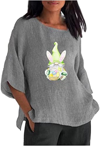 Camisetas de Páscoa gráfica de Bunny Gnome feminino