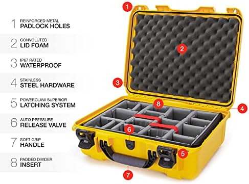 NANUK 930 Caso dura à prova d'água com divisores acolchoados - amarelo