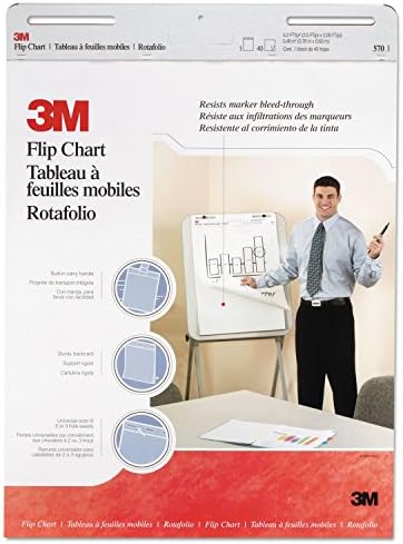 3m 570 Professional Flip Chart Pad, desenrolado, 25 x 30, branco, 40 folhas, 2/caixa