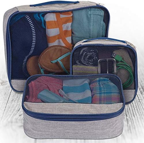 Lewis N. Clark Packing Cube + Travel Organizer para bagagem, mala ou continuação, com malha respirável, rosa, cinza,