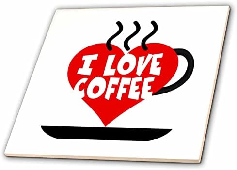 Imagem 3drose de palavras eu amo café com xícara de café em forma de coração - telhas