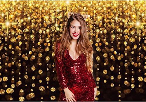 Chaiya 7x5ft Golds Glitter BenChdrop Cortina Black Gold Bokeh Photo Booth Fundo para graduação do baile, casamento, chuveiro de noiva, véspera de ano novo, decorações de festa de despedida de solteira 100