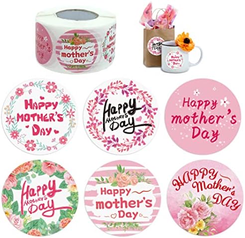 600 peças Happy Mothers Day Adtenhors Mães Adesivos do Dia das Mães Rótulos das Mães Floral Envelope Seds Rótulos de etiquetas