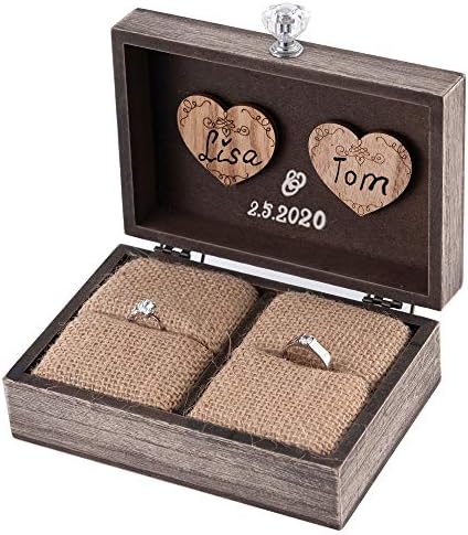 Caixa de anel de casamento de Y&K Homish Caixas exclusivas e de suporte do anel de noivado para casamento MR e Sra. Caixa