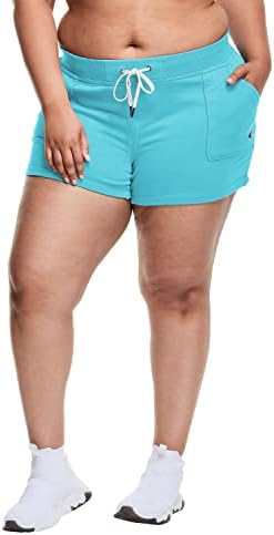 Shorts de tamanho grande feminino de campeão shorts Terry francês, shorts de ginástica confortável e de tamanho grande para mulheres