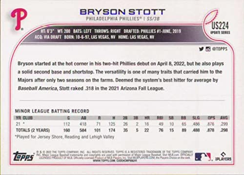 2022 Topps Atualização US224 Bryson Stott NM-MT RC ROOKIE PHILADELPHIA PHILLIES Baseball