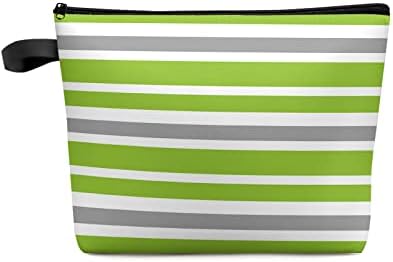 Bolsa de maquiagem listrada cinza verde LSRToss - Bolsa cosmética de viagem de grande capacidade para homens, Modern White White