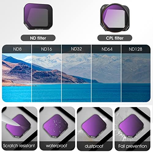Reygeak 6 pacote de filtro de lente CPL/ND Conjunto de filtro para DJI Mavic 3 Classic, UHD Multi -nano camada de camada de densidade neutra filtro nd8 nd8 nd16 nd32 nd64 nd128, acessórios de drones polarizadores circulares