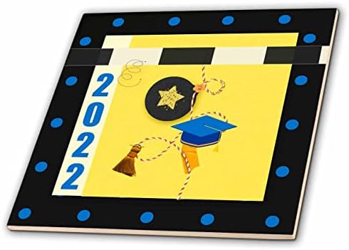 Imagem 3drose de cluster de borla, graduação, 2022, cordas, estrela, amarelo, azul - azulejos