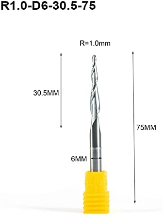 Cutter de moagem de carboneto 6pc Shk 6mm R0.25-R1.0 Mill de ponta de esfera cônica com tungstênio revestimento de carboneto cônico