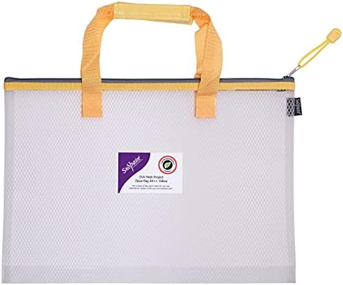 Snopake A4 ++ de alta capacidade EVA Mesh Project/Book Bag [pacote de 1] Bolsa de serviço pesado com alça de transporte macio [transparente/amarelo] 15873