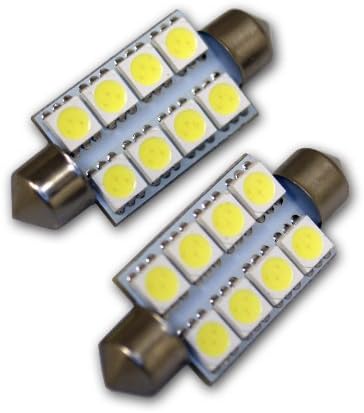Tuningpros leduhl-39m-ws8 sob lâmpadas LEDs de luz LED Bolbs Festoon 39mm, 8 Smd LED White 2-PC Conjunto
