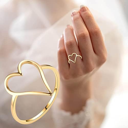 Anel de anel em forma de coração de aço de titânio anel liso não perde cor anel de aço inoxidável em forma de aço inoxidável anéis de menino 1012