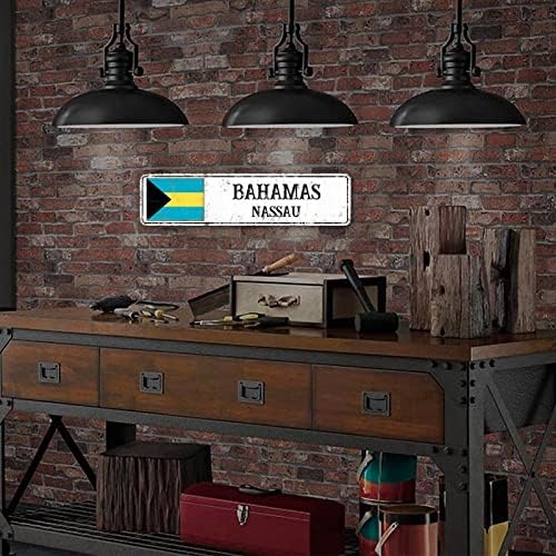 Bahamas Flag Street Sign personalizou sua cidade decorativa de parede de parede placa Bahamas Cidade natal para o bar de barra de barra