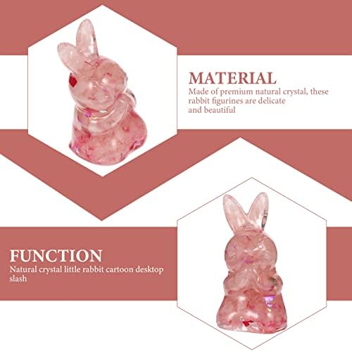 Besportble Bunny Ornament 2pcs Crystal Rabbit Sculpture Bunny Animal Figurina Colecionável estátua fofa Ano da decoração