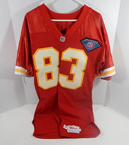 1994 Kansas City Chiefs 83 Game usou Red Jersey 75th Patch 40 DP32766 - Jerseys usados ​​da NFL não assinada
