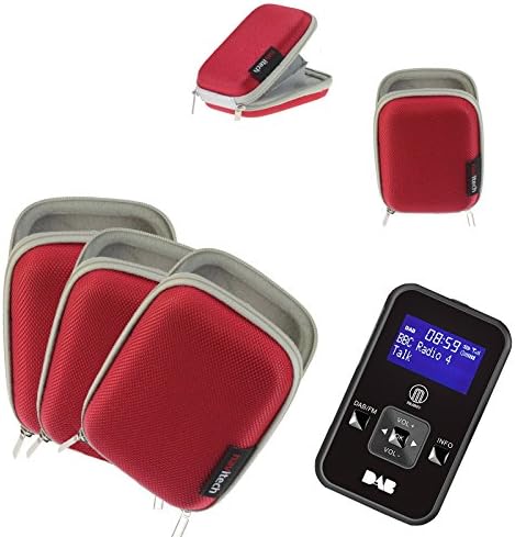 Navitech portátil Red Hard Hard Resistant Mp3 / Mini Dab FM Digital Music Player Case / capa compatível com o Lenco PDR-04