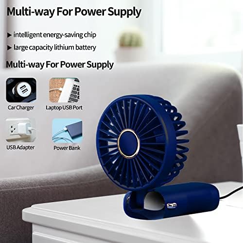 Fã de mão Tunise, ventilador pessoal portátil, 4000mAh recarregável, 90 ° Ajustável, 5 velocidades com tela LED,