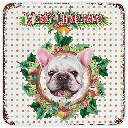 Natal Mistletoe Wreath Dog Dog Vintage Metal Sign Placa Metal Poster Sign Placa Funny Pub Porta Pub Sinal para Natal Xmas