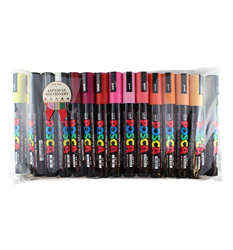 Posca Uni Paint Marker Pen - Ponto médio - 1 conjunto de cores, papelaria japonesa embalada original