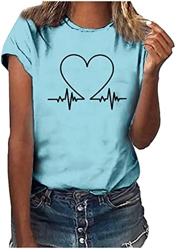 Tops for Women Summer Summer Manga curta Camiseta casual