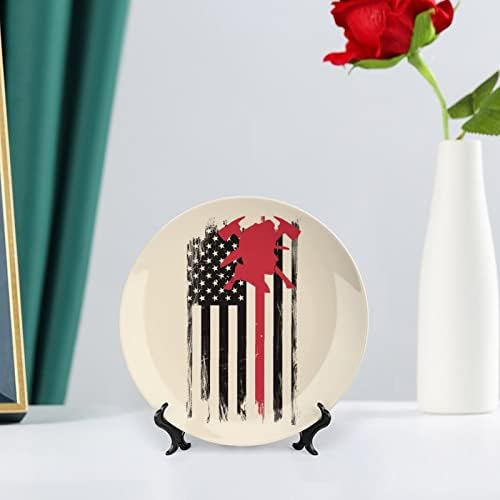 Placa decorativa de placa decorativa da bandeira da bandeira vermelha de bombeiro dos EUA Placa de china de o osso com dible