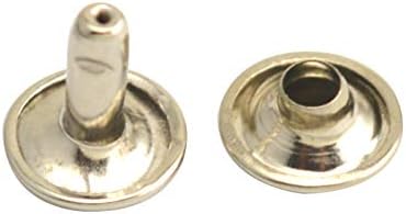 Wuuycoky Silvery Double Cap Leature rebites tubulares de metal tampa 12 mm e pacote de 10 mm de 40 conjuntos