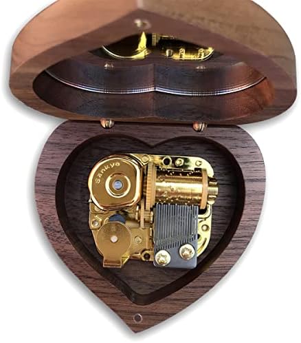 Binkegg Play [tema Hedwigs] Caixa de música em forma de coração de madeira com movimento musical Sankyo