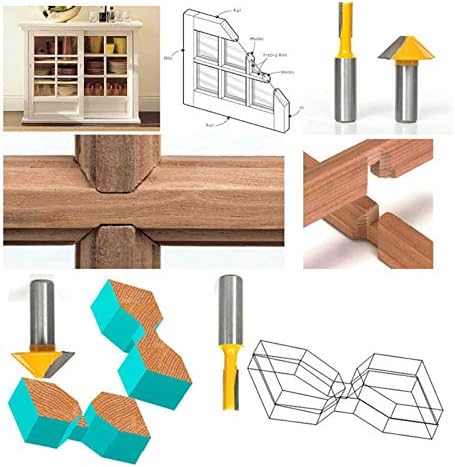 Ferrill Bit Tool Fooling Cutter Cabeça 2 PC 1/2 SH Grelha de Janela Muntin/Mullion Cutter Router Bit Set Cutter Cutter