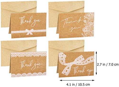 Cartões de casamento de nuobesty 3 sacos cartões rústicos Kraft cartões de agradecimento de renda cartões de anotações de cartões