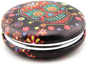 Puka Creations Sugar Skull Compact Mirror Mexican Skull Travel espelho dia de los muertos acessórios