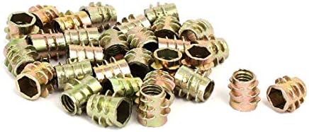 X-dree m6x10mm soquete hexágono inserir porcas de bronze 30pcs para móveis de madeira (tuerca hexagonal roscada m6x10mm tuercas roscadas