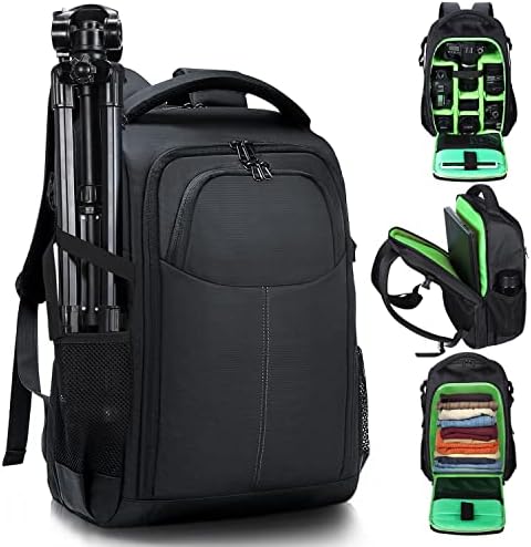 Backpack da câmera Bertasche, mochila de fotografia de câmera DSLR/ SLR com compartimento de laptop de 15,6 , capa de câmera à prova d'água para o fotógrafo Nikon Canon Sony Camera e Lens Tripod Drone