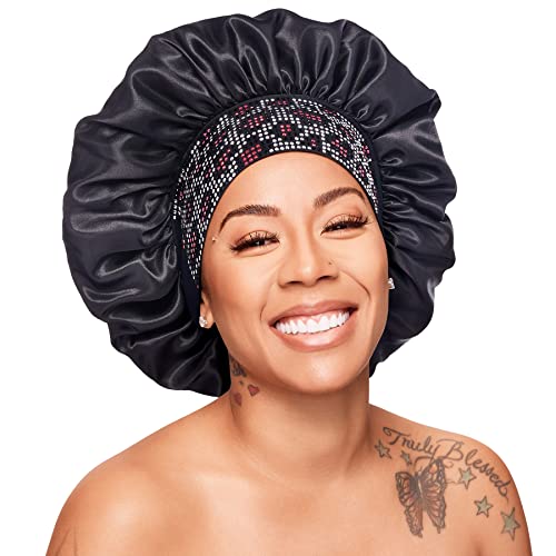 Red By Kiss Wide Edge Bonnet Silky Bonnet Sleep Bap Bling Bonnet X Keyshia Cole Frizz Free Bonnet, X-Large