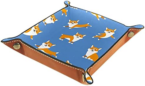 Bandeja decorativa de utilitário de padrões corgi de cachorro fofo para viagens, casa ou escritório